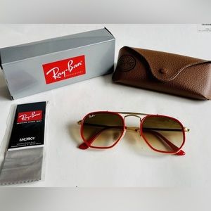Ray-Ban The Marshal II Arista Red Gradient Brown Sunglasses RB3648M 001/51 52